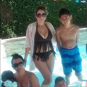 3 pieces brown swim suit and coverup